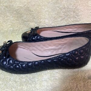 Kate Spade Black Quilted Flats with Bow